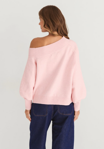 LUNA OFF THE SHOULDER KNIT - PINK