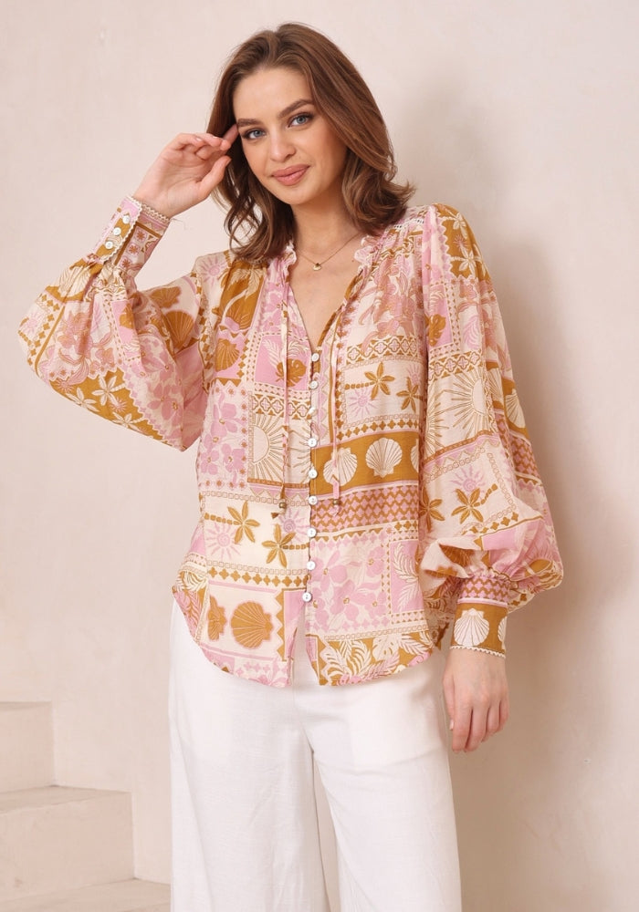 Load image into Gallery viewer, JASMIN RELAXED BLOUSE - PINK PRINT