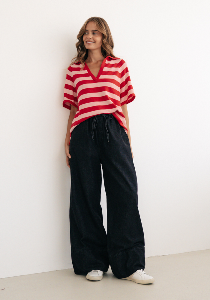 Load image into Gallery viewer, VICTORIA COLLARED KNIT - PINK & RED