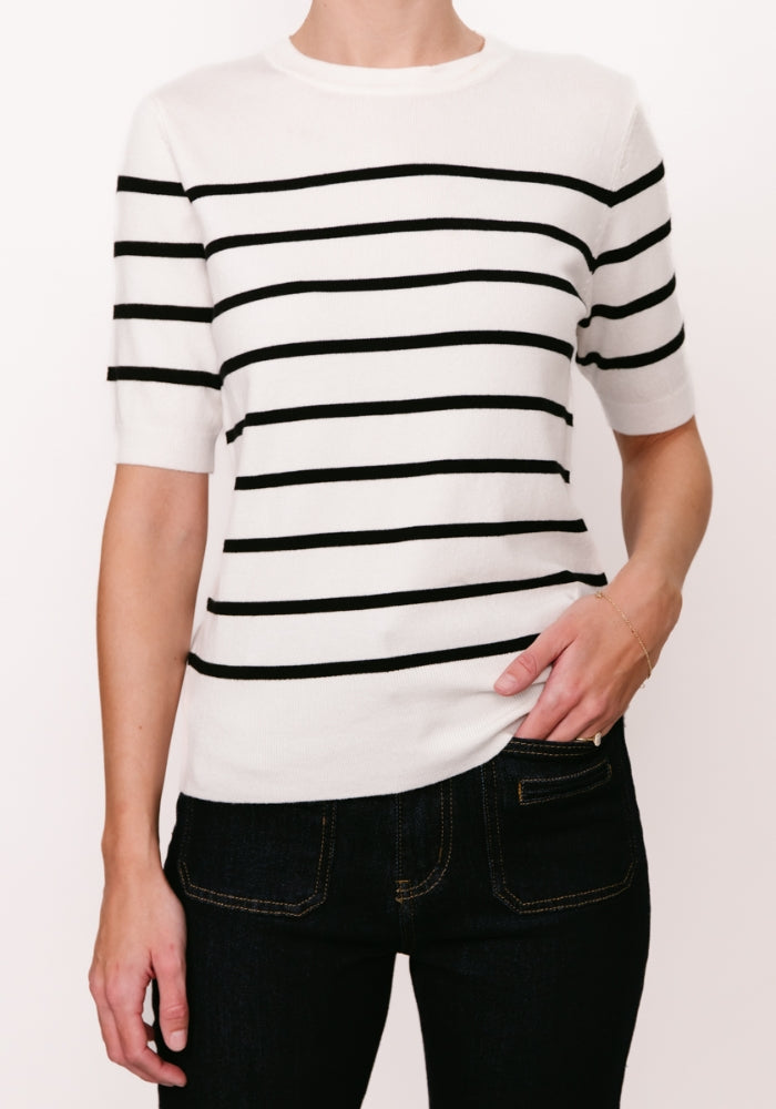 Load image into Gallery viewer, ERICA SHORT SLEEVE KNIT - STRIPE