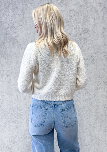 SADIE BOUCLE KNIT CARDIGAN - CREAM