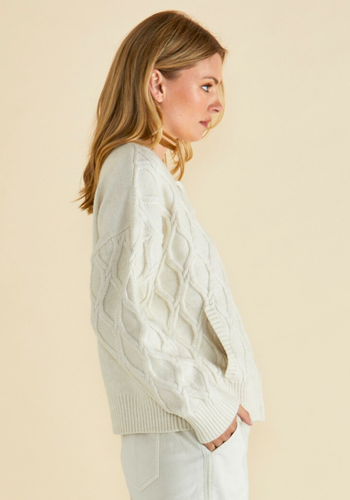BETTY BASICS CELENE KNIT CARDIGAN - CREAM