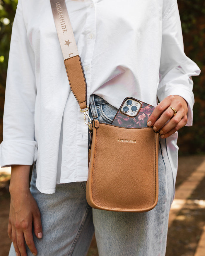 Load image into Gallery viewer, LOUENHIDE PARKER PHONE CROSSBODY BAG - CAMEL