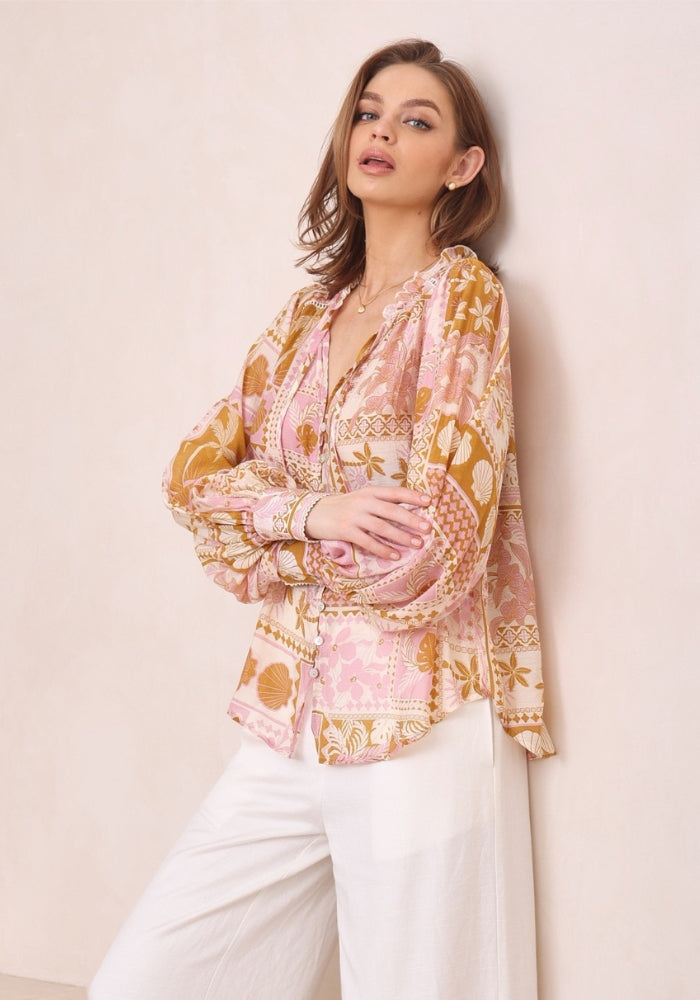 Load image into Gallery viewer, JASMIN RELAXED BLOUSE - PINK PRINT