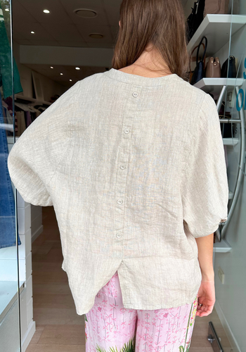 JANE BUTTON THROUGH LINEN SHIRT - BEIGE