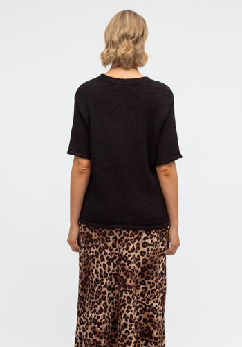 EMERY RELAXED KNITTED TEE - BLACK