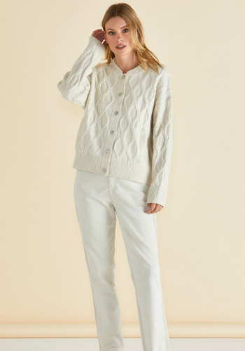 BETTY BASICS CELENE KNIT CARDIGAN - CREAM