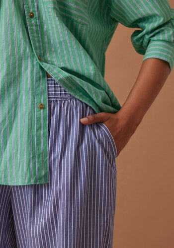CERES LIFE COTTON PETA OVERSIZED SHIRT - ZESTY GREEN STRIPE