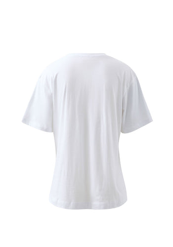 CERES LIFE STEVIE SLOUCHY SPLIT HEM TEE - WHITE/CHOC MONOGRAM