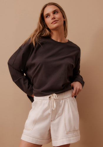 CERES LIFE DARCY RELAXED EVERYDAY SHORT - ECRU