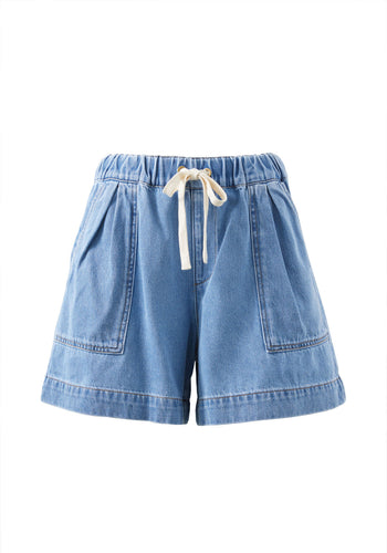 CERES LIFE DARCY RELAXED EVERYDAY SHORT - MID WASH BLUE