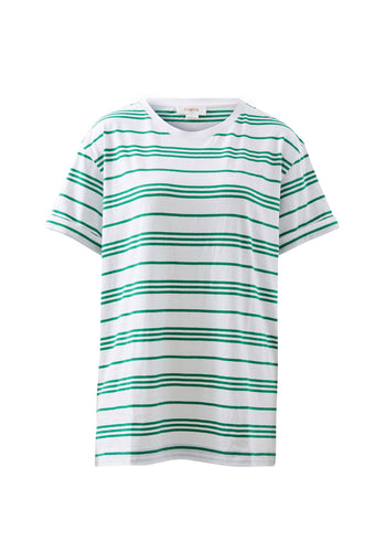 CERES LIFE LONGLINE STEP HEM TEE - KELLY STRIPE