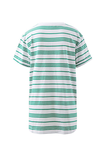CERES LIFE LONGLINE STEP HEM TEE - KELLY STRIPE