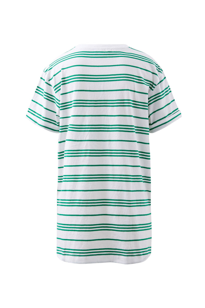 Load image into Gallery viewer, CERES LIFE LONGLINE STEP HEM TEE - KELLY STRIPE