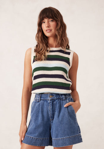 CERES LIFE FRONT PLEAT SHORT - WASHED INDIGO