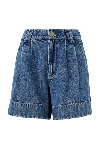 CERES LIFE BILLIE PLEAT FRONT SHORT - WASHED INDIGO