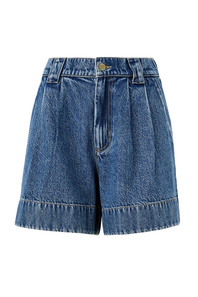 Load image into Gallery viewer, CERES LIFE BILLIE PLEAT FRONT SHORT - WASHED INDIGO