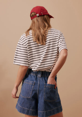 CERES LIFE BILLIE PLEAT FRONT SHORT - WASHED INDIGO