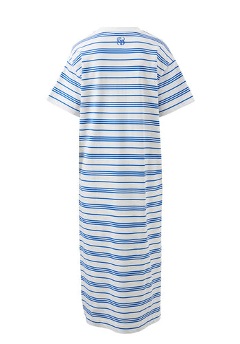 CERES LIFE CHARLOTTE MIDI TERRY DRESS - WHITE & AZURE STRIPE