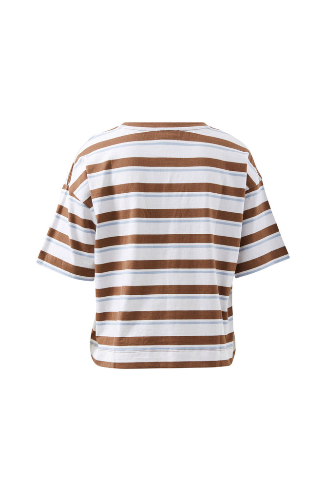 Load image into Gallery viewer, CERES LIFE BOXY POCKET TEE - MILK CHOC CHALK STRIPE