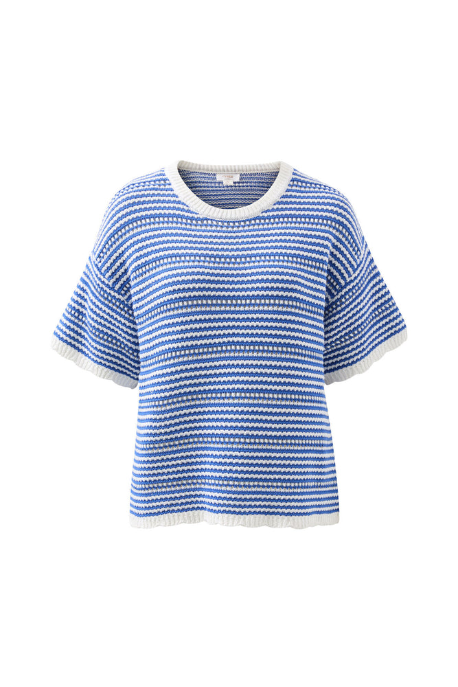 Load image into Gallery viewer, CERES LIFE NINA BOXY KNIT TEE - SUMMER BLUE STRIPE