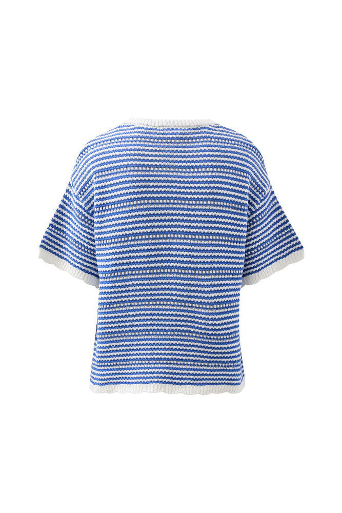 Load image into Gallery viewer, CERES LIFE NINA BOXY KNIT TEE - SUMMER BLUE STRIPE