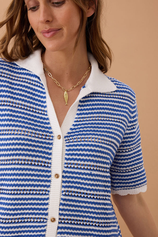 Load image into Gallery viewer, CERES LIFE NALA KNIT MINI DRESS - SUMMER BLUE STRIPE