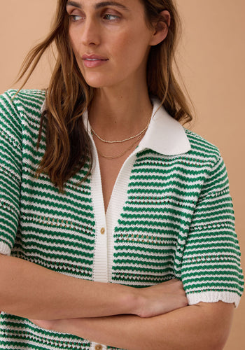 CERES LIFE NALA KNIT MINI DRESS - KELLY GREEN STRIPE
