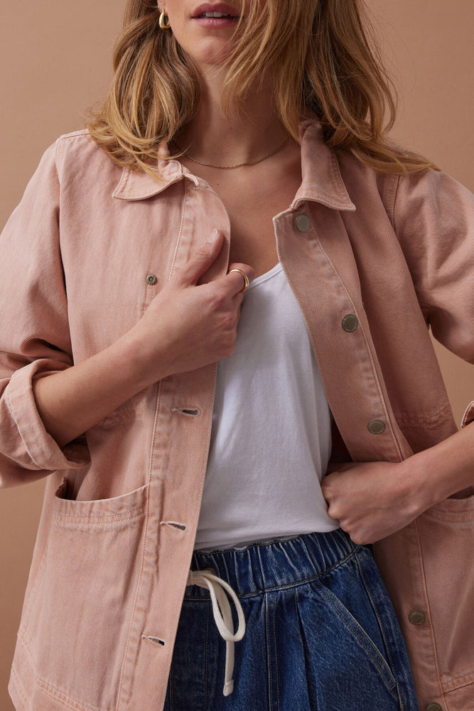 Load image into Gallery viewer, CERES LIFE AVA CHORE SHACKET - WASHED PINK