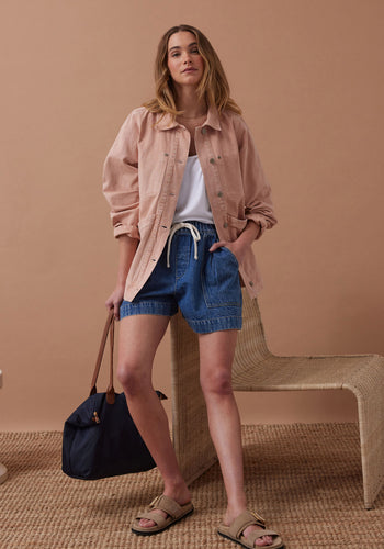 CERES LIFE AVA CHORE SHACKET - WASHED PINK