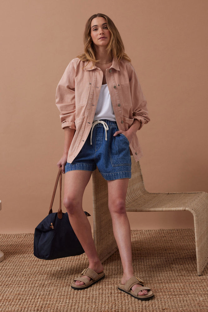 Load image into Gallery viewer, CERES LIFE AVA CHORE SHACKET - WASHED PINK