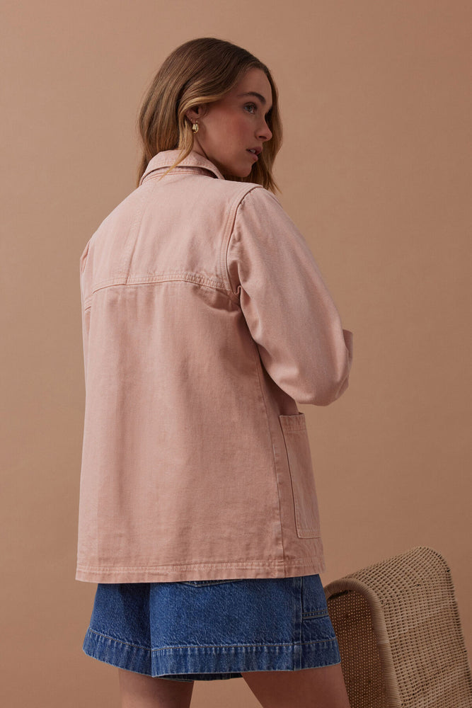 Load image into Gallery viewer, CERES LIFE AVA CHORE SHACKET - WASHED PINK