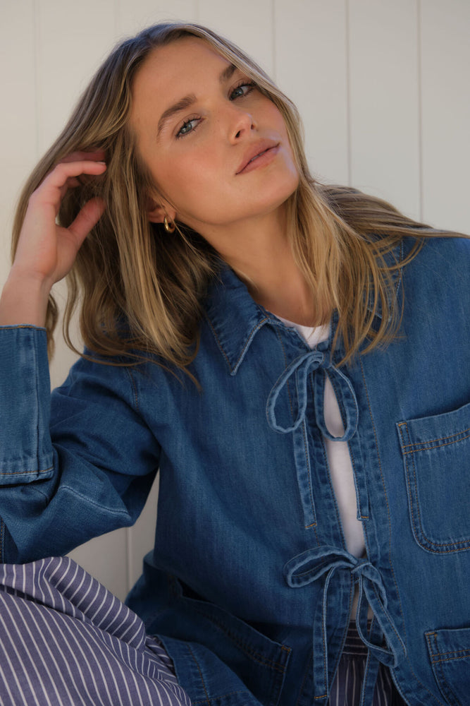 Load image into Gallery viewer, CERES LIFE TIE DENIM JACKET