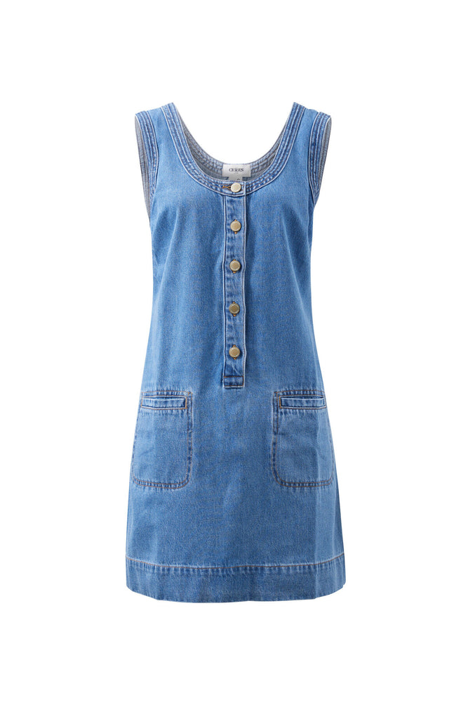 Load image into Gallery viewer, CERES LIFE SUNNY DENIM TANK DRESS - VINTAGE BLUE
