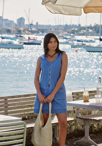 CERES LIFE SUNNY DENIM TANK DRESS - VINTAGE BLUE