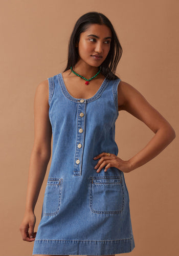 CERES LIFE SUNNY DENIM TANK DRESS - VINTAGE BLUE