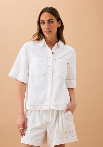 CERES LIFE NOA SHORT SLEEVE SHIRT - FRESH ECRU