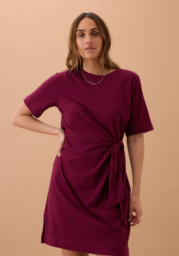 CERES LIFE AGNES TIE MINI TEE DRESS - POMEGRANTE