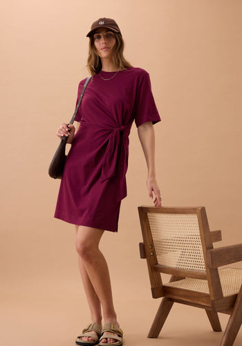 CERES LIFE AGNES TIE MINI TEE DRESS - POMEGRANTE