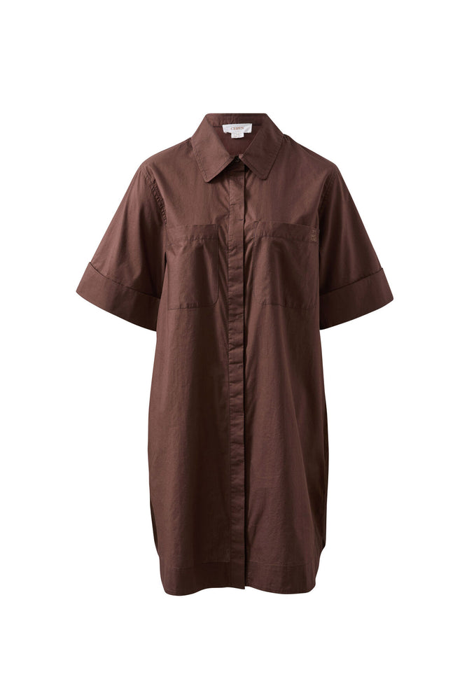 Load image into Gallery viewer, CERES LIFE AVA SHORT SLEEVE MINI DRESS - CHOCOLATE
