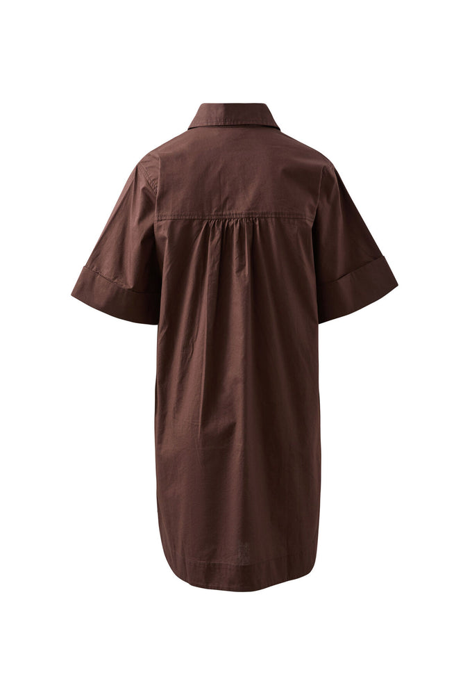 Load image into Gallery viewer, CERES LIFE AVA SHORT SLEEVE MINI DRESS - CHOCOLATE