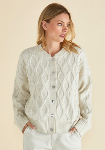 BETTY BASICS CELENE KNIT CARDIGAN - CREAM