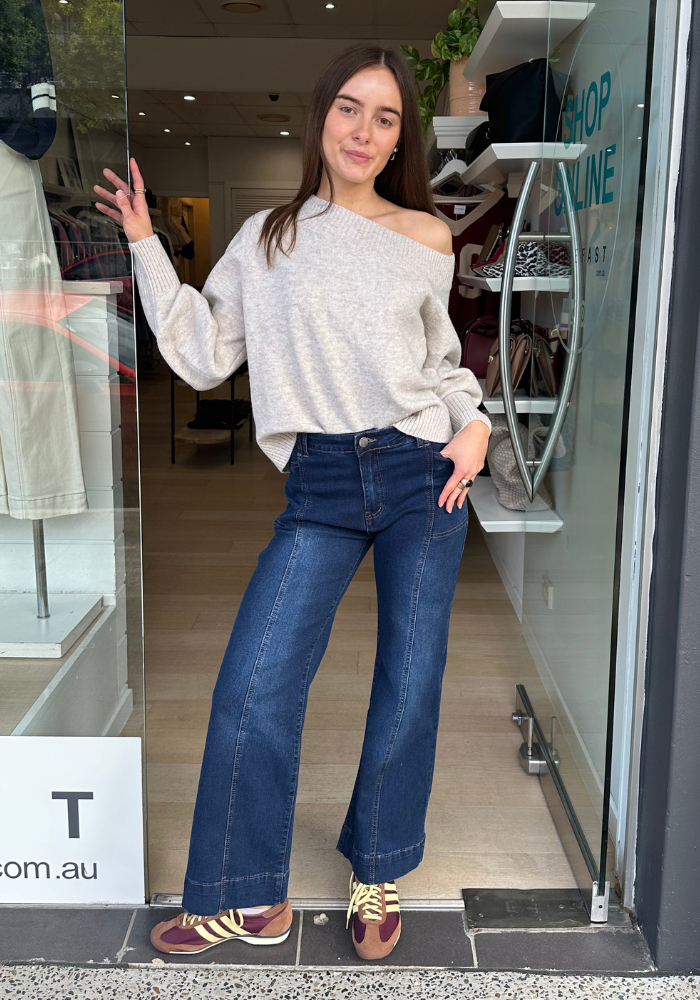 Load image into Gallery viewer, LUNA OFF THE SHOULDER KNIT - OATMEAL