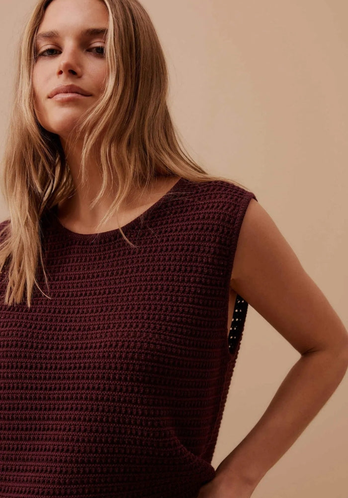 Load image into Gallery viewer, CERES LIFE MARGOT MESH KNIT TANK - WINE
