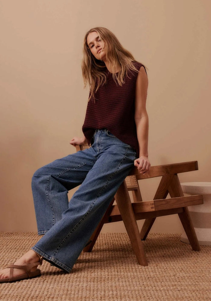 Load image into Gallery viewer, CERES LIFE MARGOT MESH KNIT TANK - WINE