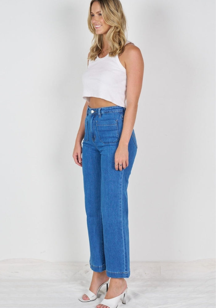 Load image into Gallery viewer, CORMAC WIDE LEG JEAN - MED WASH