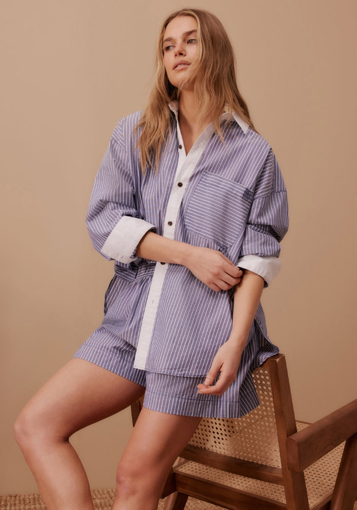 Load image into Gallery viewer, CERES LIFE PETA OVERSIZED SHIRT - BLUE STRIPE