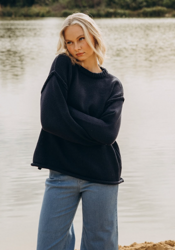 CLARA RELAXED COTTON KNIT - NAVY