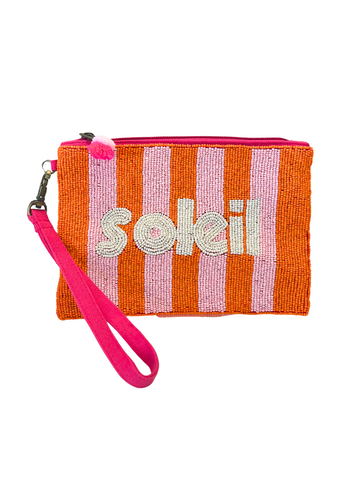 SOLEIL BEADED CLUTCH - ORANGE & PINK