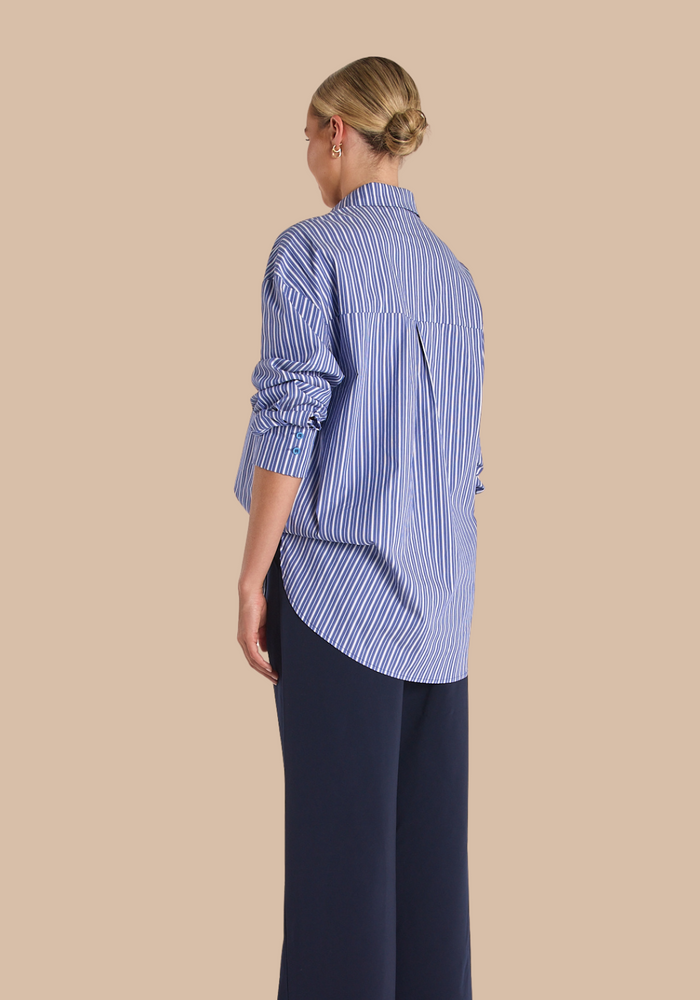 Load image into Gallery viewer, FEATHER + NOISE EMILY SHIRT - COBALT STRIPE